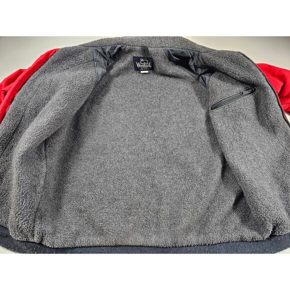 Woolrich Vintage Coat Nylon Fleece Lined Red Jacket Made in USA Size Large L ^ - Picture 3 of 6